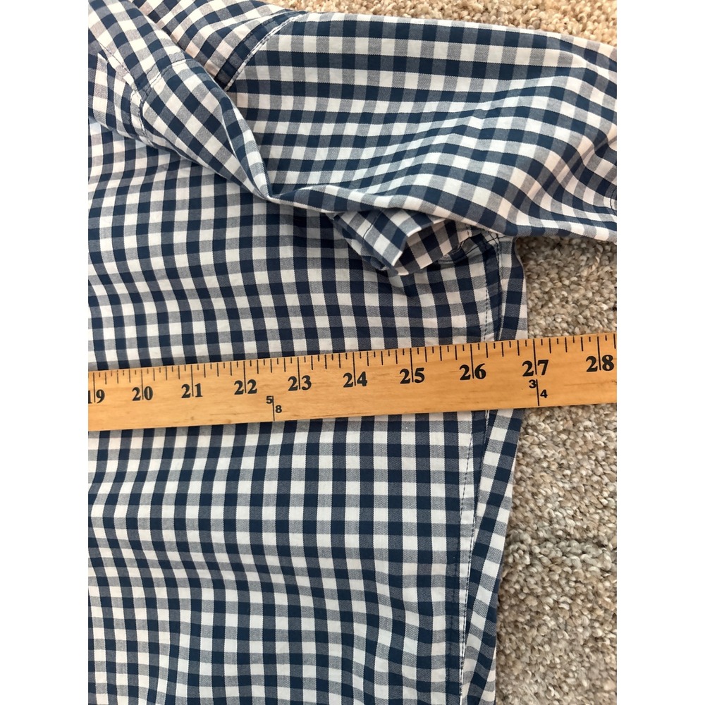 Mens XXL Stretch Button Down Shirt Gingham Short Sleeve Cotton Blend Blue Sonoma - Picture 4 of 7